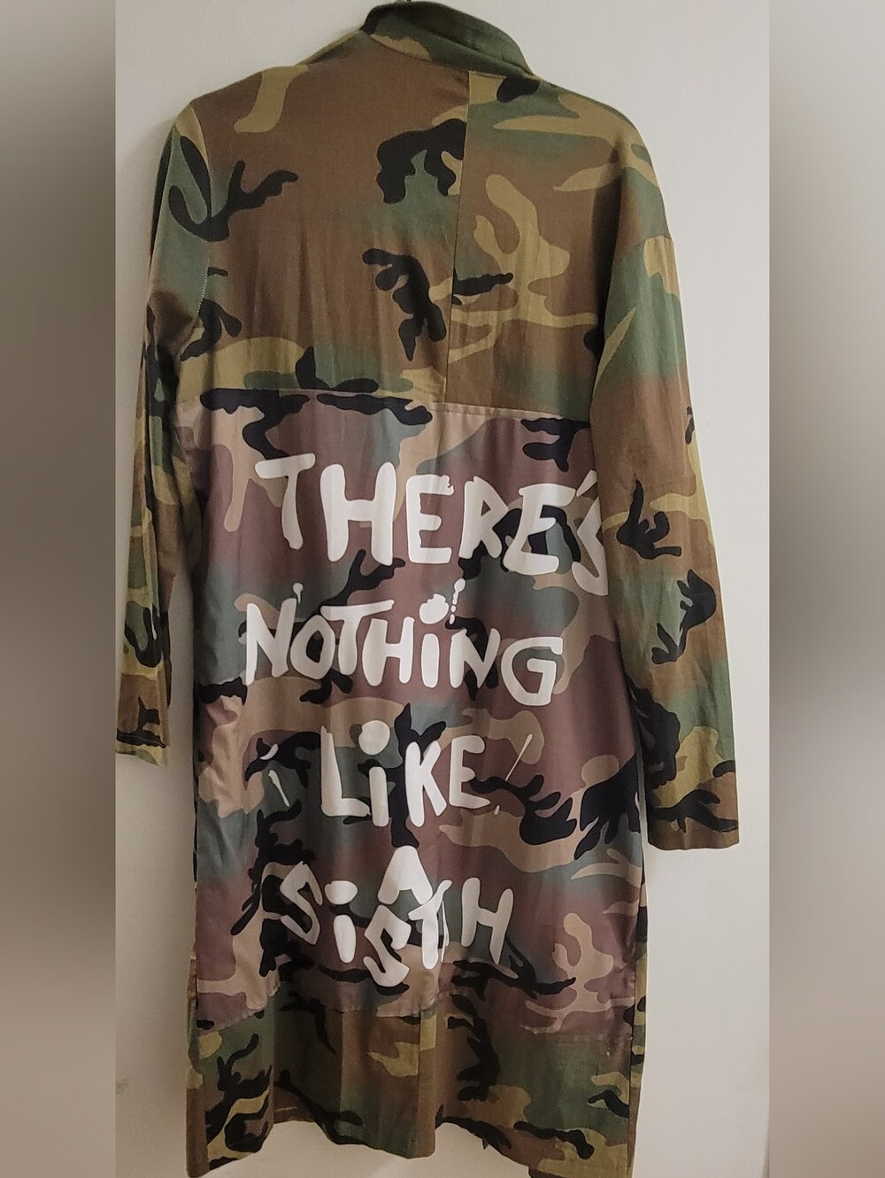 Camouflage Jacket with White Slogan Size XL